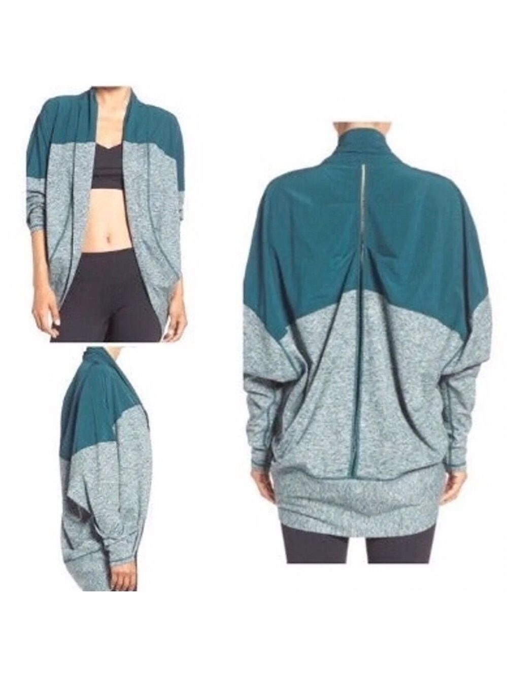 ZELLA heathered green reversible cardigan Cocoon Jacket Sz M/L NWOT